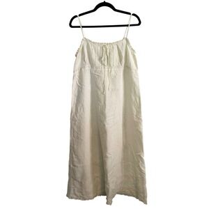 Vintage Linen Maxi Dress Ivory Lace Pintuck Boho Prarie Cottagecore